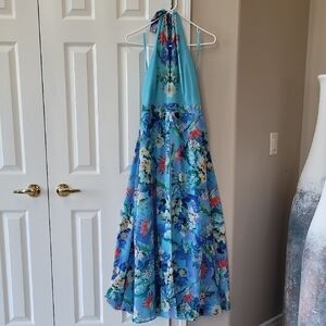 Floral Halter Maxi Dress With Embellishments NEVER WORN